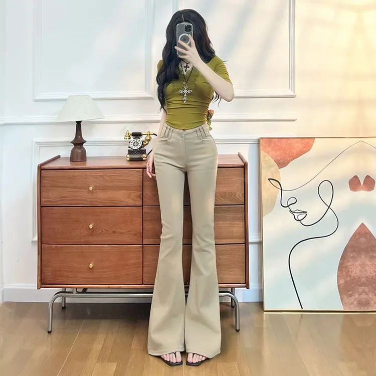 喜绚设计感喇叭牛仔裤女2025秋季新款高腰丰胯修身时髦显瘦鱼尾裤