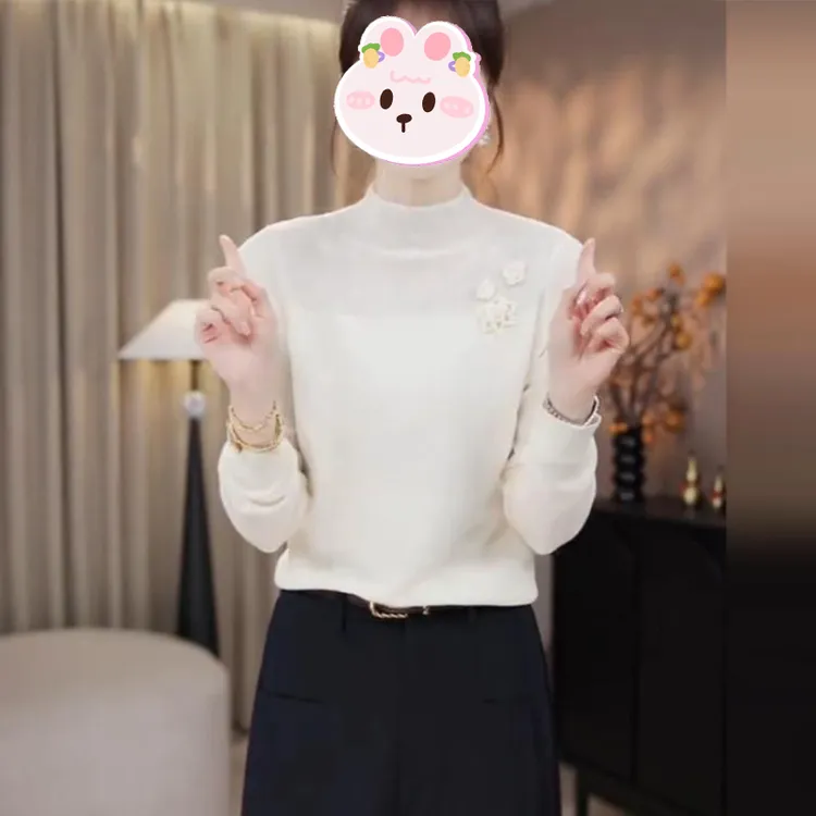 温柔圆领套头针织衫女2025秋季新款时尚休闲百搭显瘦通勤减龄上衣