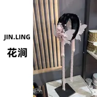 JINLING【花涧】原创设计欧美风女通用发箍头箍粉水晶流苏洋气少女