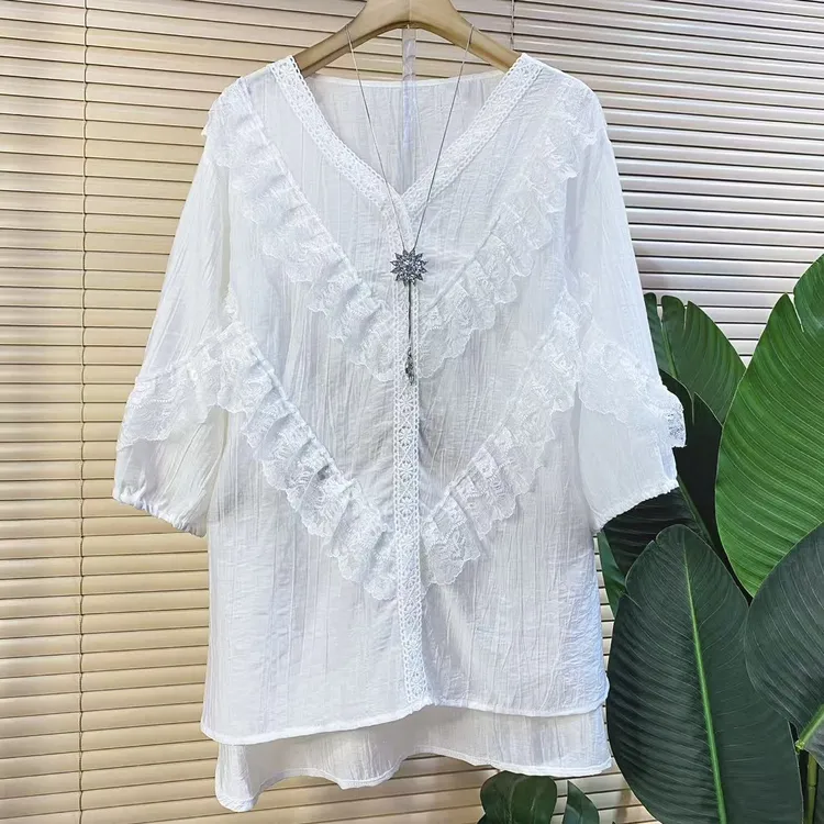 H欧货时尚新款蕾丝花边设计款宽松大衫