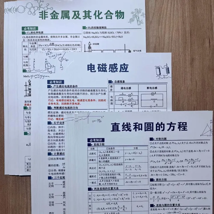 高中数学物理化学知识点学习卡高中数理化公式解题方法及讲解