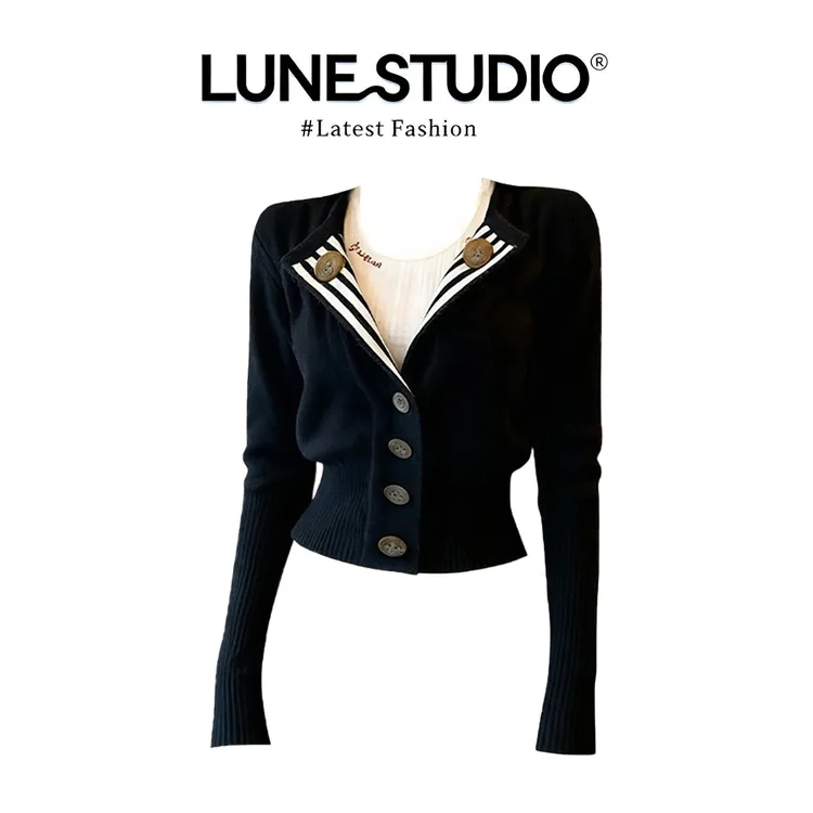 MARIE.COCO韩系小香风针织开衫毛衣秋冬内搭刺绣吊带背心上衣套装