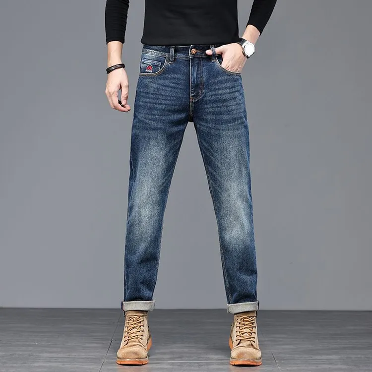 美式大牛秋冬新款高端品质百搭修身合体小直筒加厚牛仔裤年货甄选