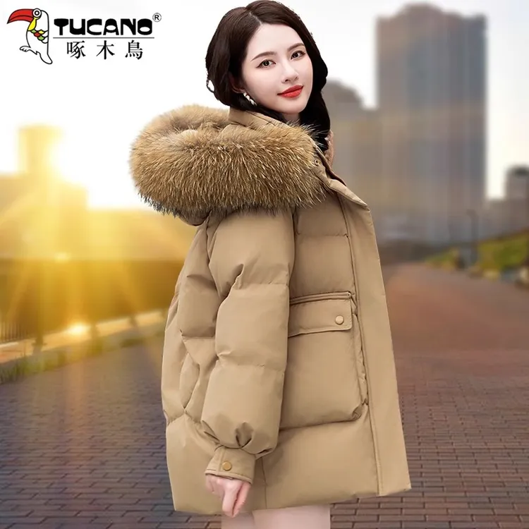 【官方】啄木鸟羽绒服女士时尚2025年冬季新款白鸭绒加厚爆款外套潮