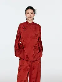 初见十三娘『新喜』春晚新中式国风衬衫春夏秋长袖立领斜襟气质时尚
