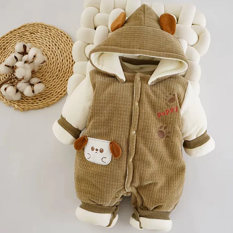 【正品】婴儿连帽连体衣加厚棉秋冬季新生儿外出服抱衣宝宝保暖棉服