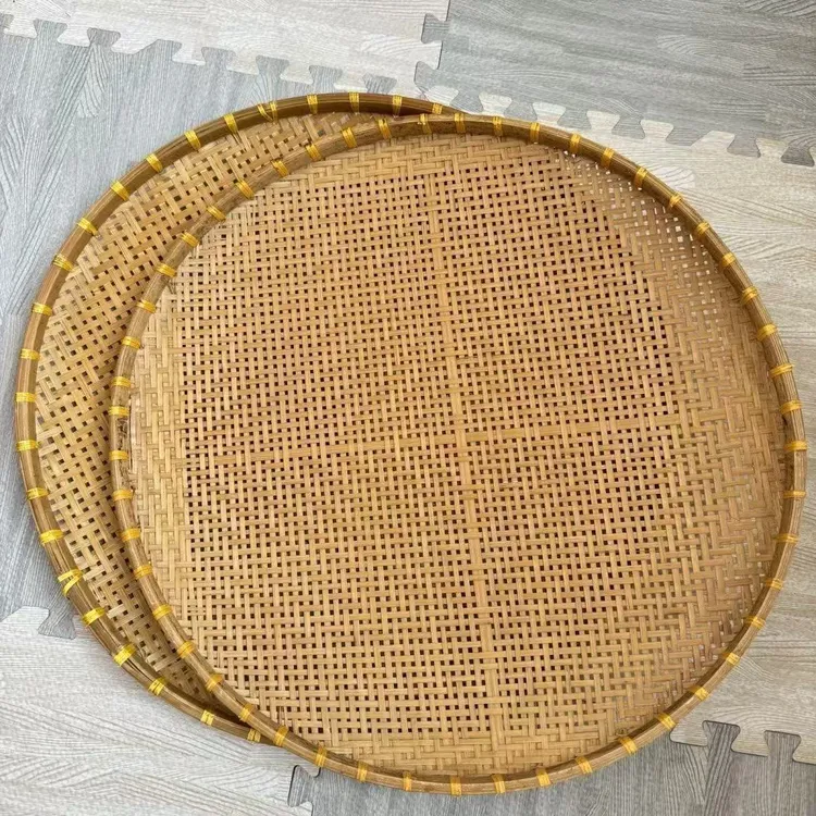 老式竹编簸箕手工竹盘烟熏竹编家庭生活用品晾晒收纳簸箕家用商用商品图