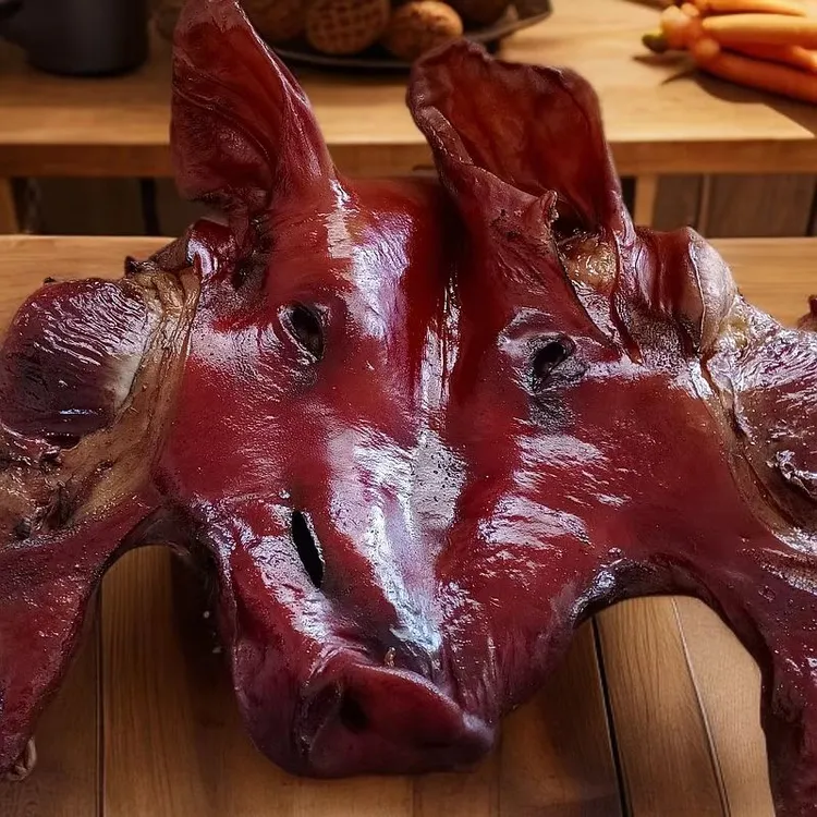 江西鄱阳特产柘港烟熏腊猪脸咸猪头肉农家柴火烟熏 8斤左右