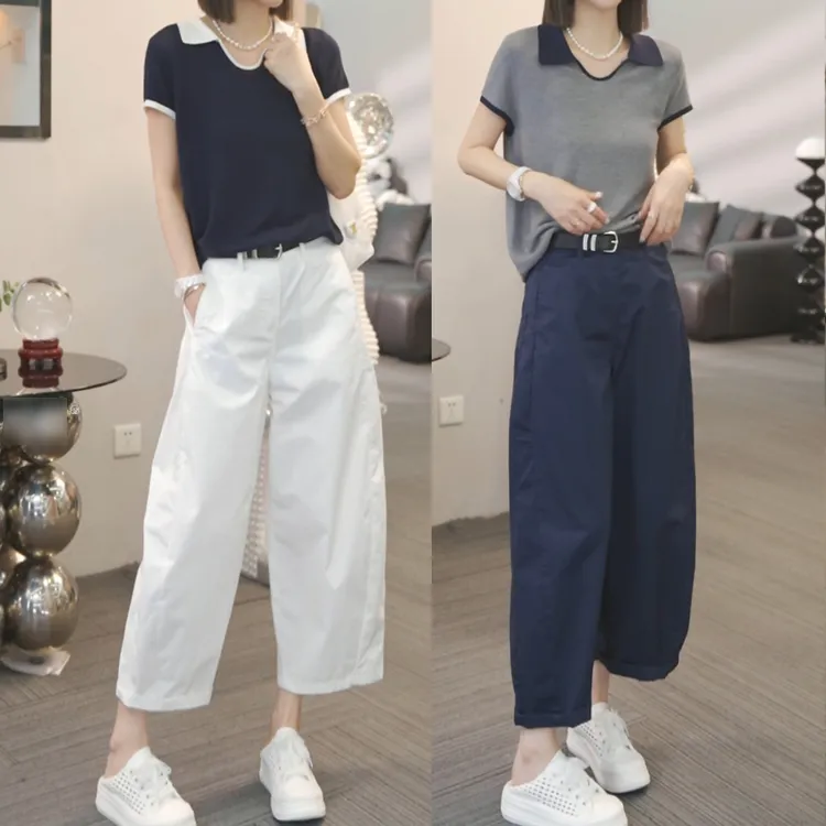 宽松显瘦气质短袖T恤休闲裤两件套女士2025夏季新款百搭时尚套装
