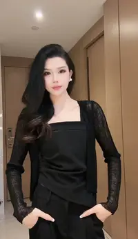 00321款气质百搭设计感花边拼接开衫女士外穿