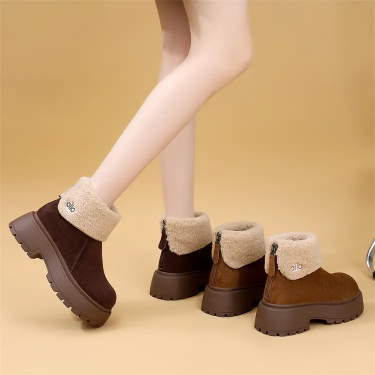 厚底勃肯雪地靴女2025冬季新款增高防水东北棉鞋休闲复古加绒短靴