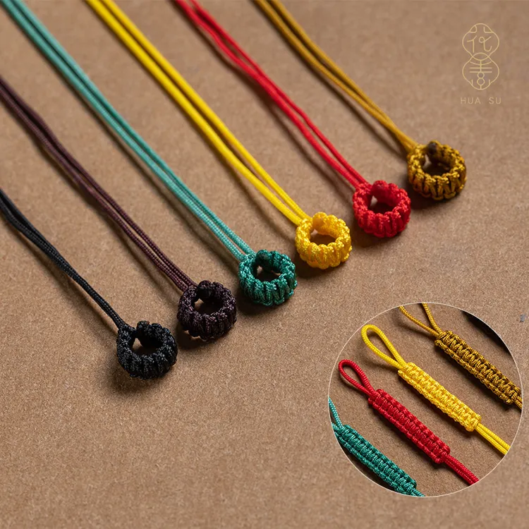 手工编织拉环线圈绕线绳头半成品手链扣头绳手工编织平安扣挂绳