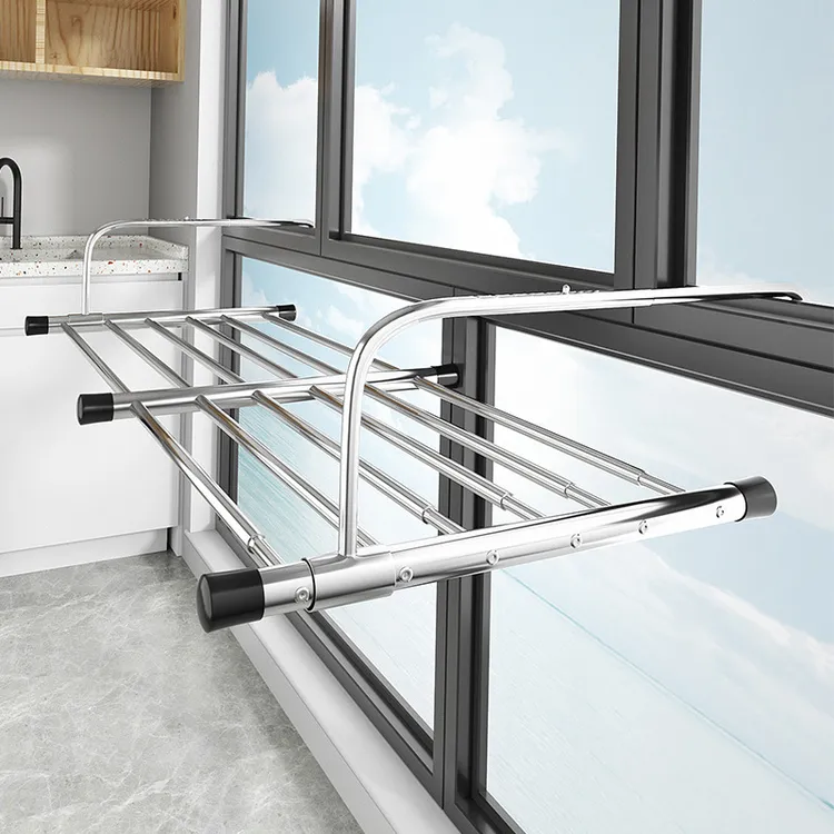 长腿飞象阳台晾衣神器防盗网窗户晾晒杆挂架晒鞋架室外晾衣架