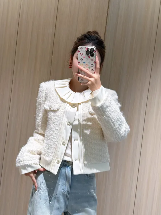 【荷叶领】小香风编织洋气90白鸭绒羽绒服