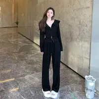 【朵拉】 大码胖mm秋季显瘦套装今年流行爆款卫衣松弛感休闲裤两