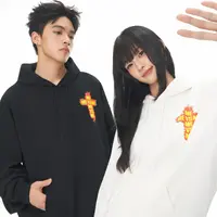 MEVSME自由之火印花连帽卫衣春秋美式套头帽衫情侣休闲宽松上衣