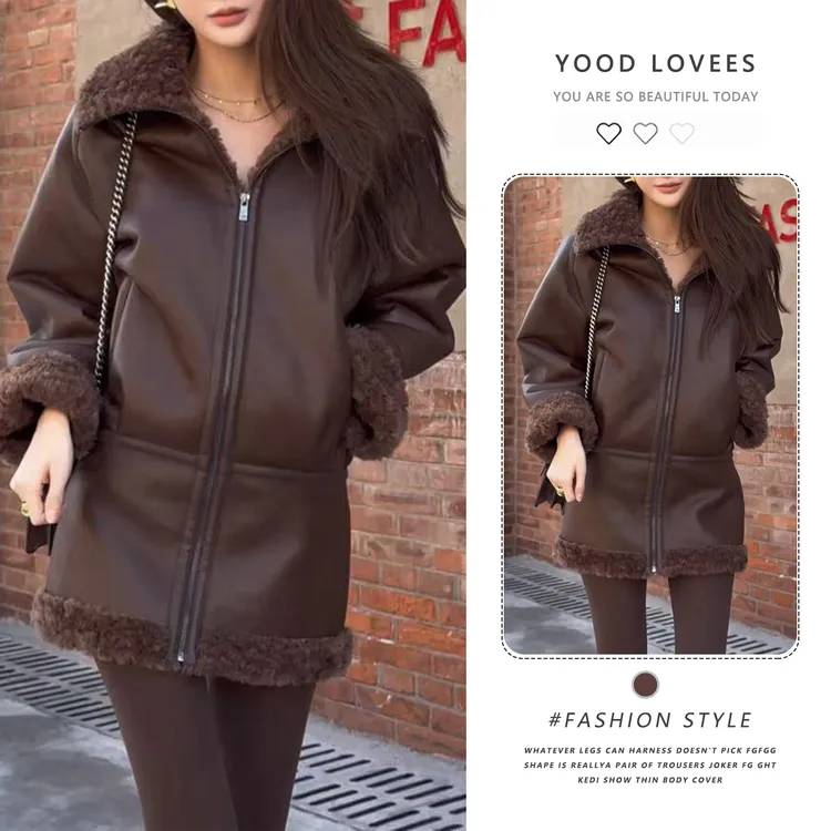 复古设计感百搭气质毛毛短外套2025冬季加绒加厚高级氛围感外套女