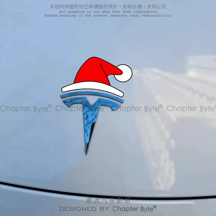 汽车贴纸圣诞节圣诞帽小红帽个性创意车贴摩托车身特斯拉车标装饰