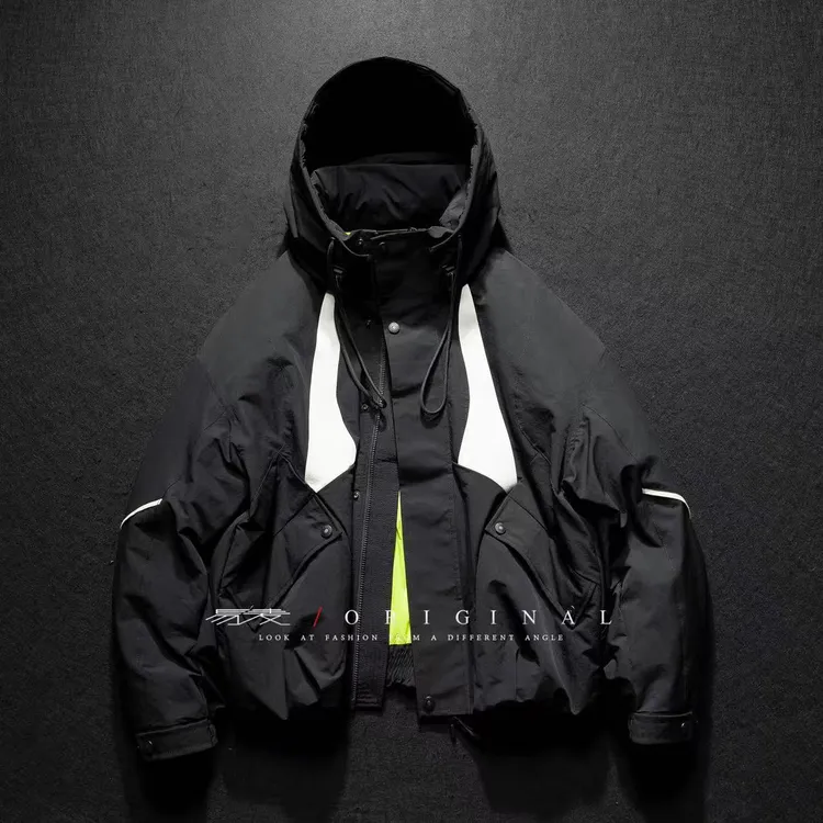 【BUFAN潮品】2025冬季新款山系风时尚工装拼接连帽羽绒服情侣款