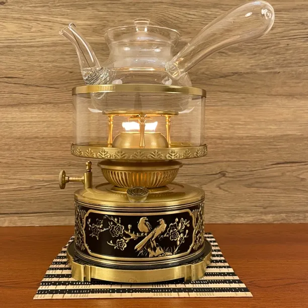 纯铜空气茶灯喜上眉梢浮雕做工精致铜质厚重可煮水煮茶送礼高档