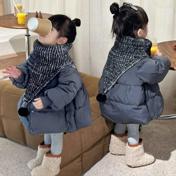 韩国女宝宝保暖白鸭绒羽绒服外套小众时尚洋气冬季女小童花苞外套