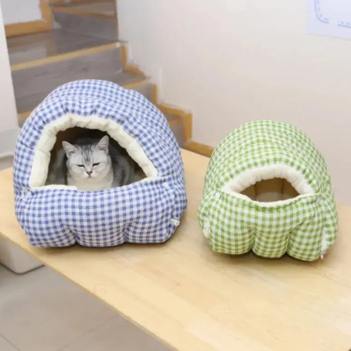 猫窝秋冬季保暖封闭式安全感猫睡袋垫子加绒加厚小型犬狗窝
