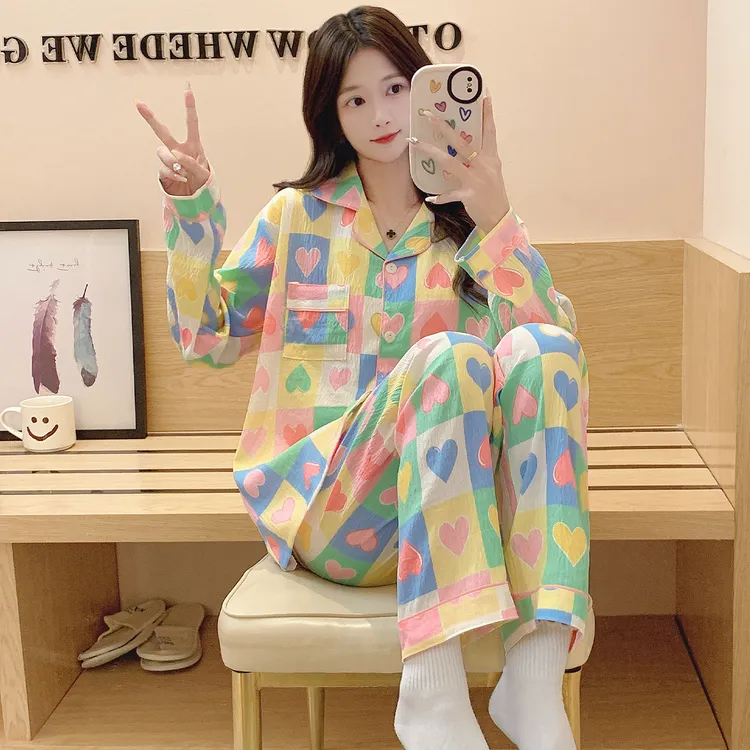 睡衣女秋冬季云朵棉甜美爱心网红爆款春秋天可外穿女士家居服套装