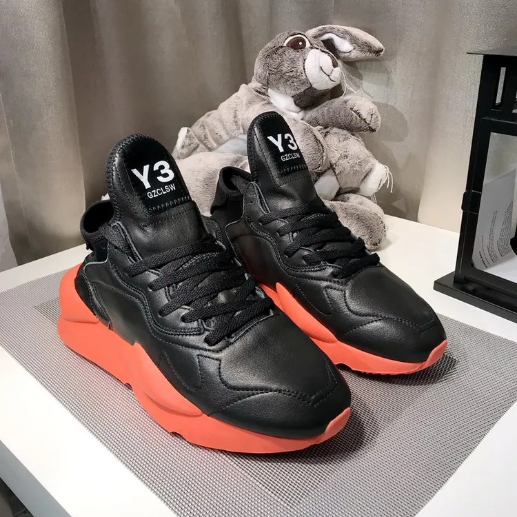 Y3GZCLSW旗舰正品欧洲站港风黑武士老爹鞋潮流真皮厚底黑红底男鞋