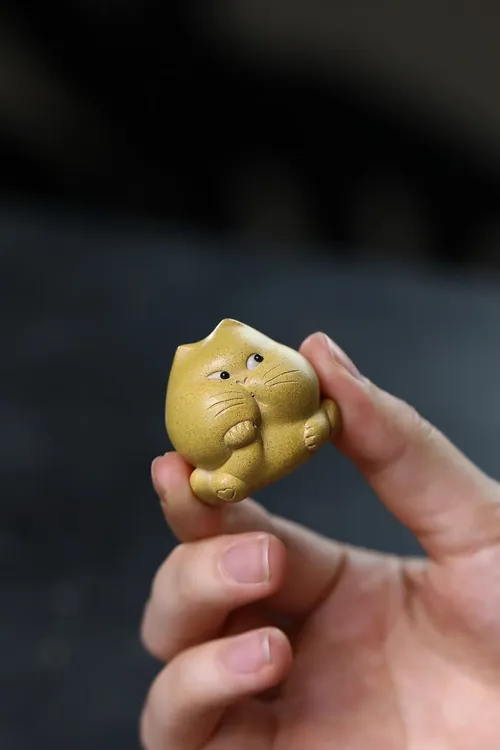 宜兴紫砂宜兴紫砂茶宠招财猫咪名家年余正版可爱家居工艺品摆件