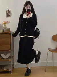 2025秋冬娃娃领正肩针织女款大码胖mm假两件上衣9207#