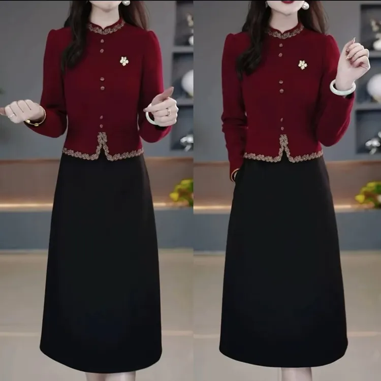 #新品特惠加密保暖显瘦假两件气质连衣裙