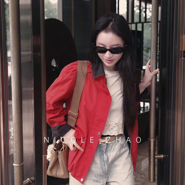 【贵姐NICOLE】设计感十足高定西瓜红双面穿短外套5NWT129