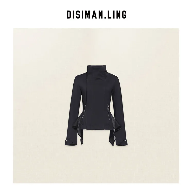 【迪丝嫚苓】100%棉黑色针织外套长袖打底日常时尚气质女士原创设计