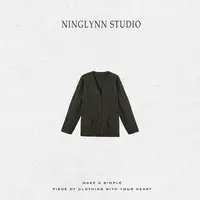 NINGLYNN STUDIO 意式老钱风时尚轻奢通勤绞花开衫毛衣 360293