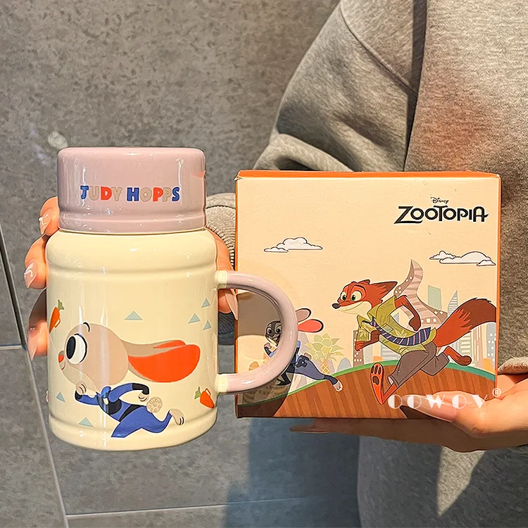 疯狂动物城朱迪尼克马克杯新款水杯高颜值带盖情侣咖啡杯生日礼物