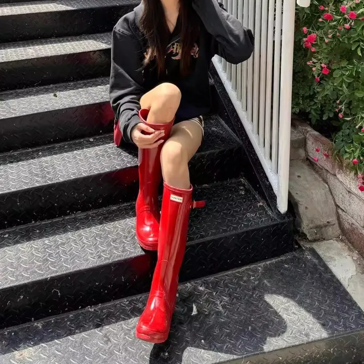 高筒成人雨鞋雨靴女高底长筒模压邦大注塑惠灵顿时尚成人防滑套鞋