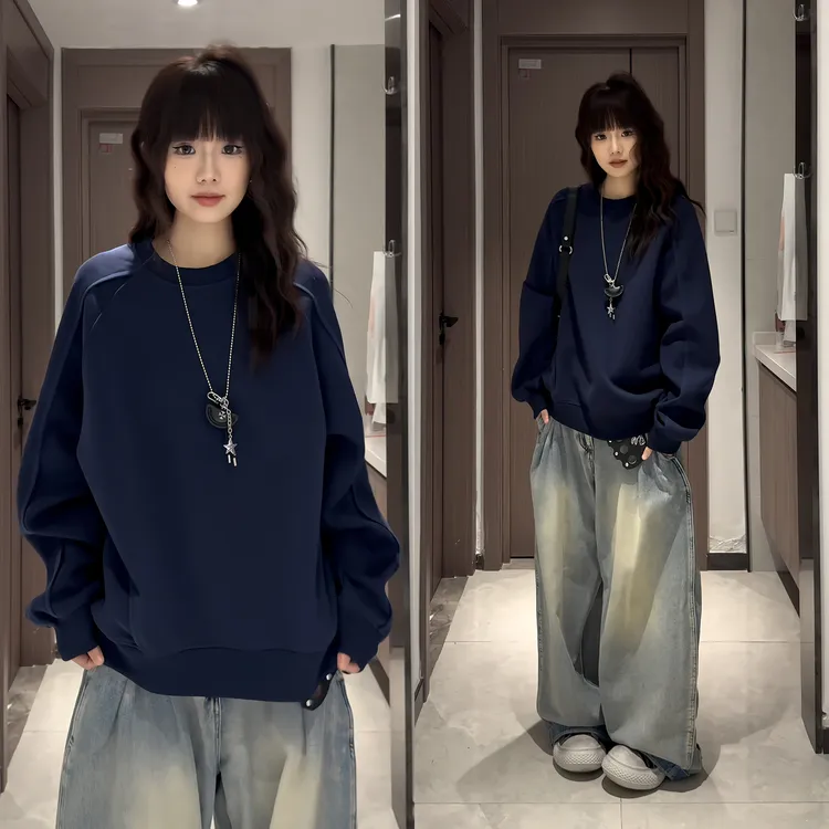 重磅解构卫衣男冬季加绒加厚廓形内搭打底衫美式复古外套潮牌宽松