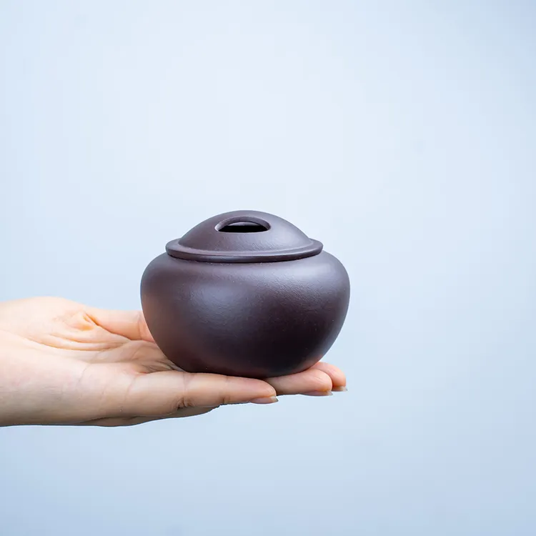 宜兴紫砂牛盖茶叶罐高档普洱密封罐2两装防潮创意牛鼻茶仓好用