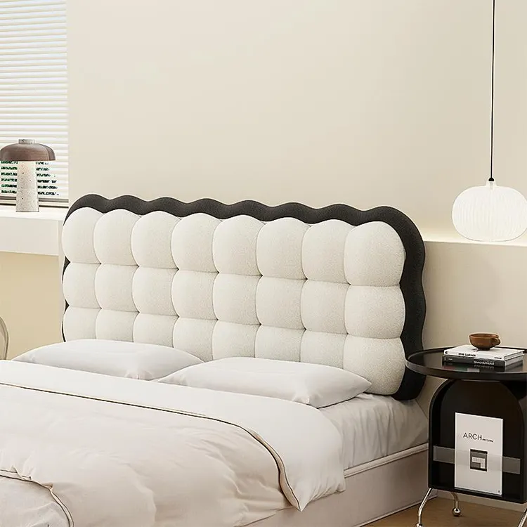 拼色小雪球床头软包靠背榻榻米无床头卧室奶油风2024新款靠枕靠垫