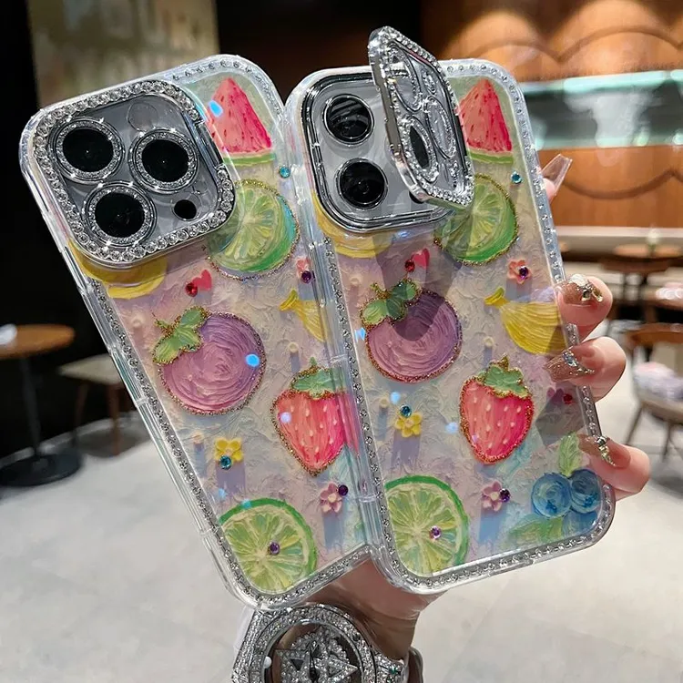 适用苹果系列iPhone16新款壳手机壳柠檬水果全包镜头膜钻框支架