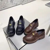 小金币厚底5cm懒人一脚蹬乐福单鞋女小皮鞋