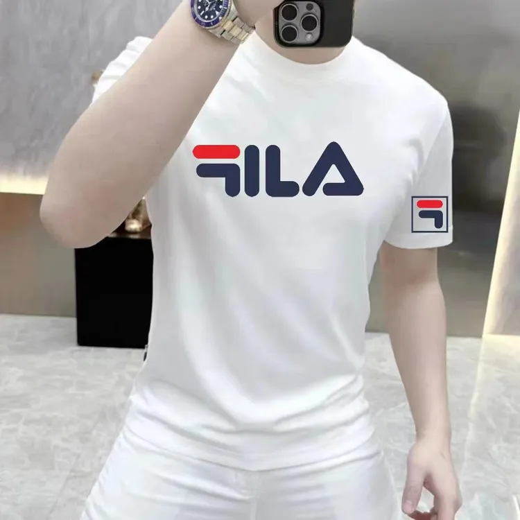 2025夏季新款时尚潮流男士百搭高端纯棉修身圆领短袖T恤