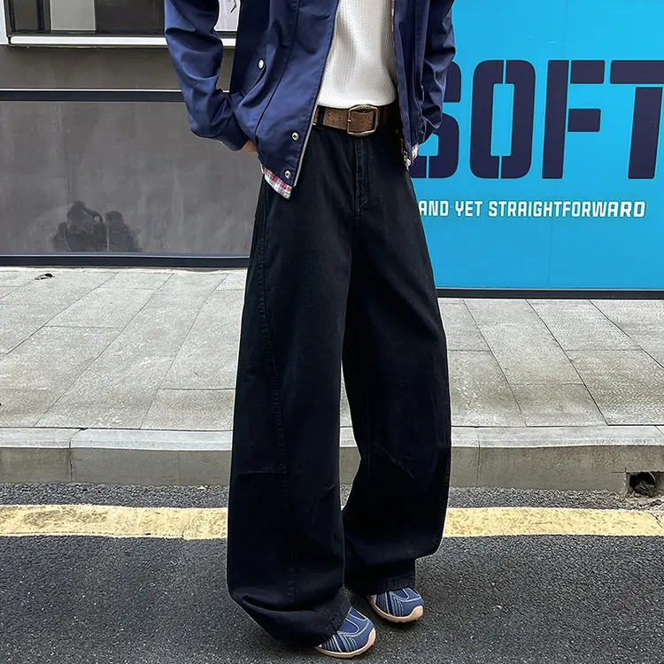 休闲宽松立体秋冬美式弯刀直筒阔腿百搭休闲裤