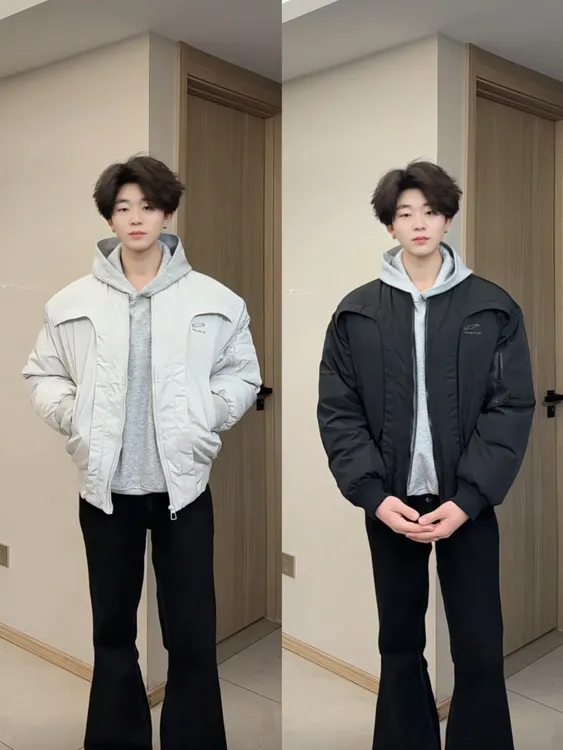 这一秒的心动冬季加厚棒球服棉衣弧形解构飞行棉服夹克潮流设计感