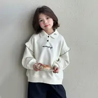 女童秋装卫衣薄款2025新款女小童休闲洋气宽松翻领上衣Q13862