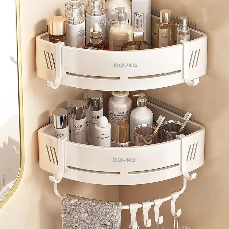 日本三角置物架浴室免打孔卫生间壁挂式厕所墙角洗漱置物架