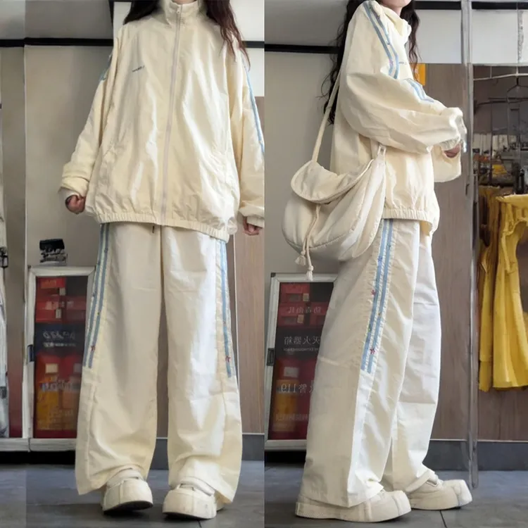 学院风运动服套装女春秋初高中学生时尚双杠卫衣休闲卫裤两件套