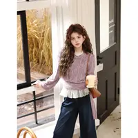 陈大器【丁香小溪】港风复古绑带针织宽松女百搭上衣JP1665352