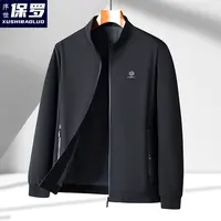 休闲纯色夹克男新款中老年立领外套春秋款爸爸装商务行政通勤916