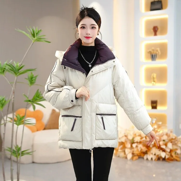 仟慕轻奢加厚白鸭绒外套女2025冬季新款设计感宽松高端连帽羽绒服